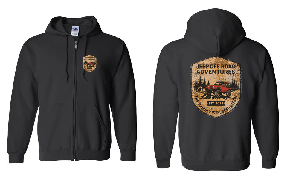 Jeep Off Road Adventures Full Zip Up Hoodie