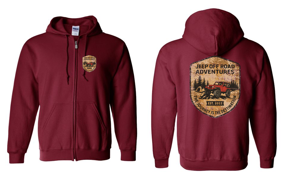Jeep Off Road Adventures Full Zip Up Hoodie