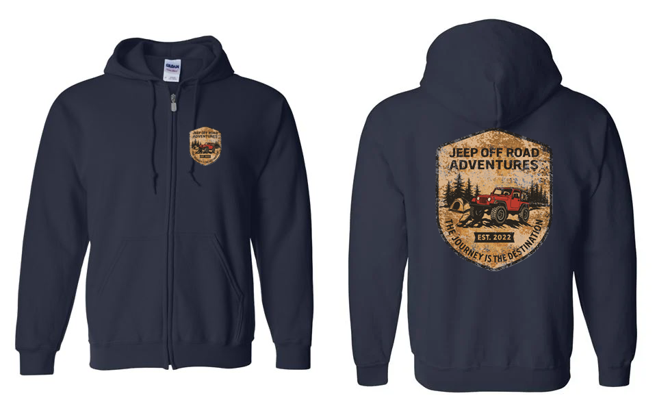 Jeep Off Road Adventures Full Zip Up Hoodie